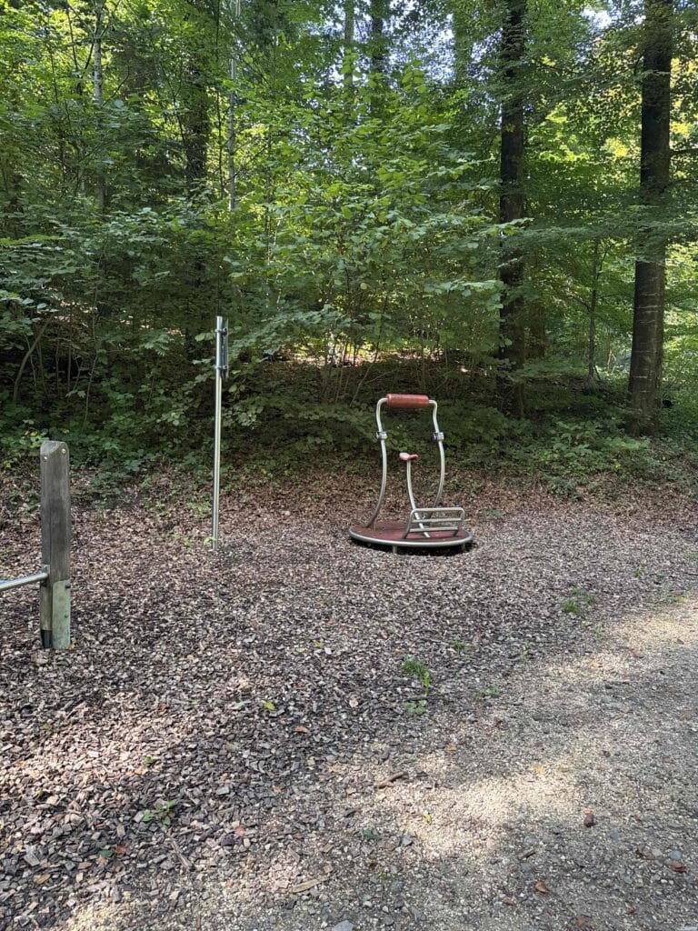 Station de fitness en forêt.
