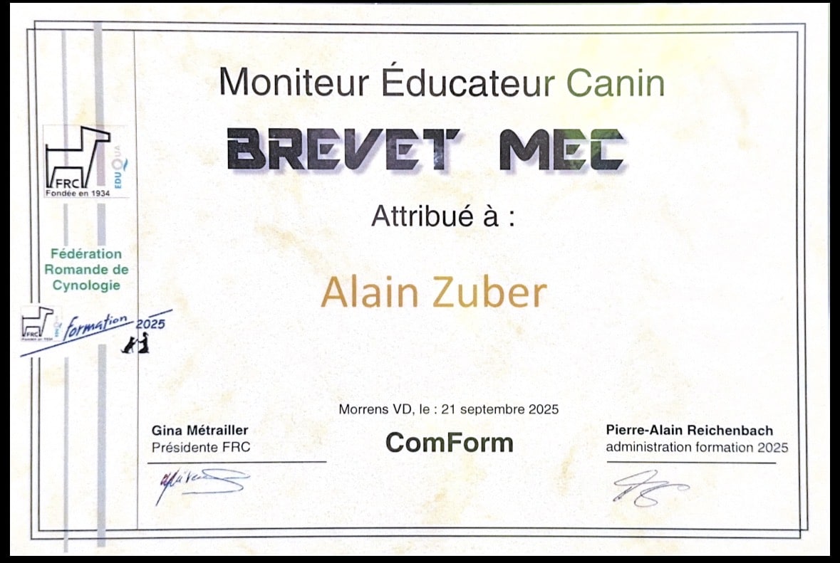 Brevet Moniteur en éducation canine